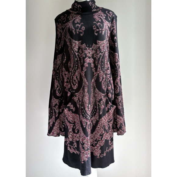 Free People M Modern Love Mini Sweater Dress Tunic Black Whimsigoth Artsy - Picture 1 of 10
